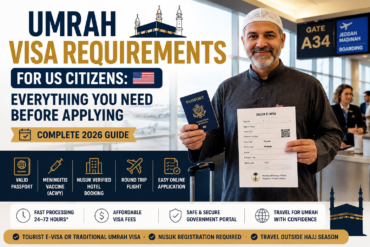Muslim pilgrim preparing documents for Umrah Visa Requirements for US Citizens